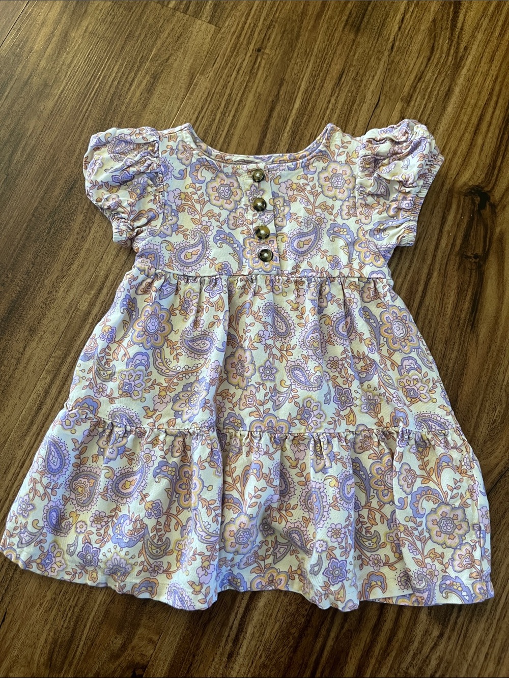 Girls' Lavender Paisley Tiered Dress